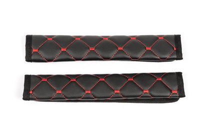ECO seat belt cover (2 pcs, Black with red thread) - Reelken Auto