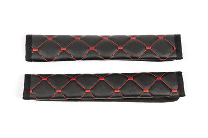 Seat Belt Pads ECO (2 pcs, Black with Red Stitching) - image 4