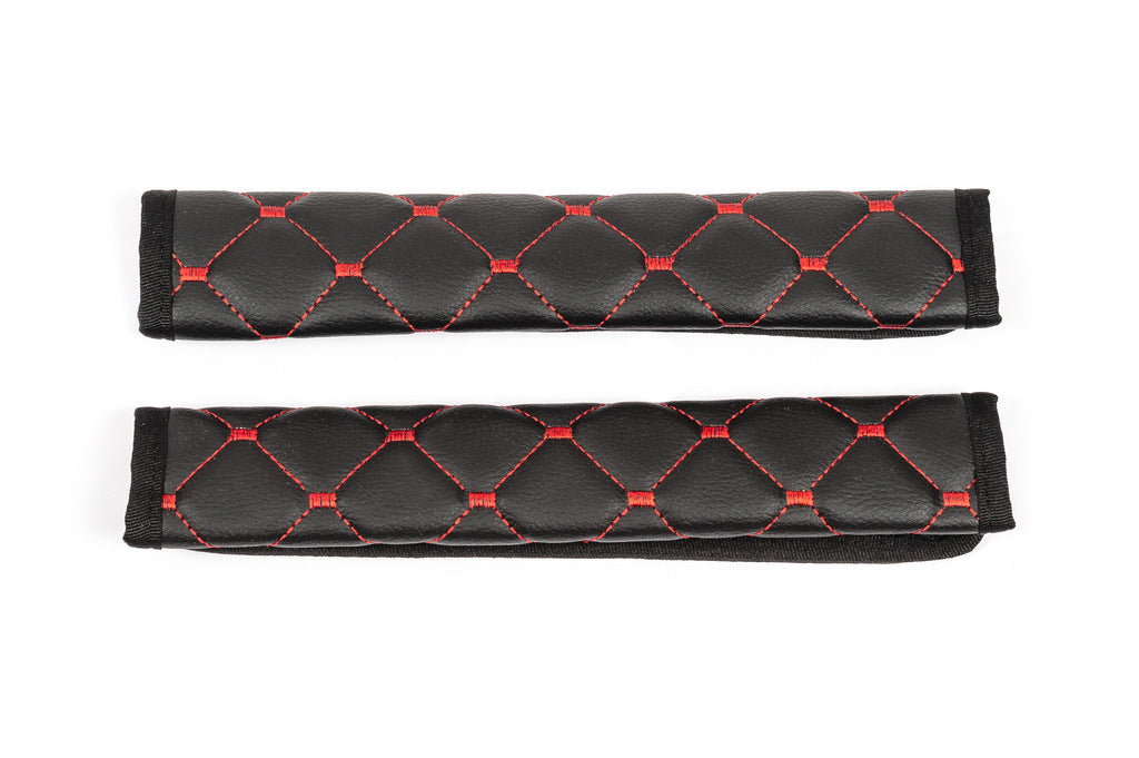 Seat Belt Pads ECO (2 pcs, Black with Red Stitching) - image 4