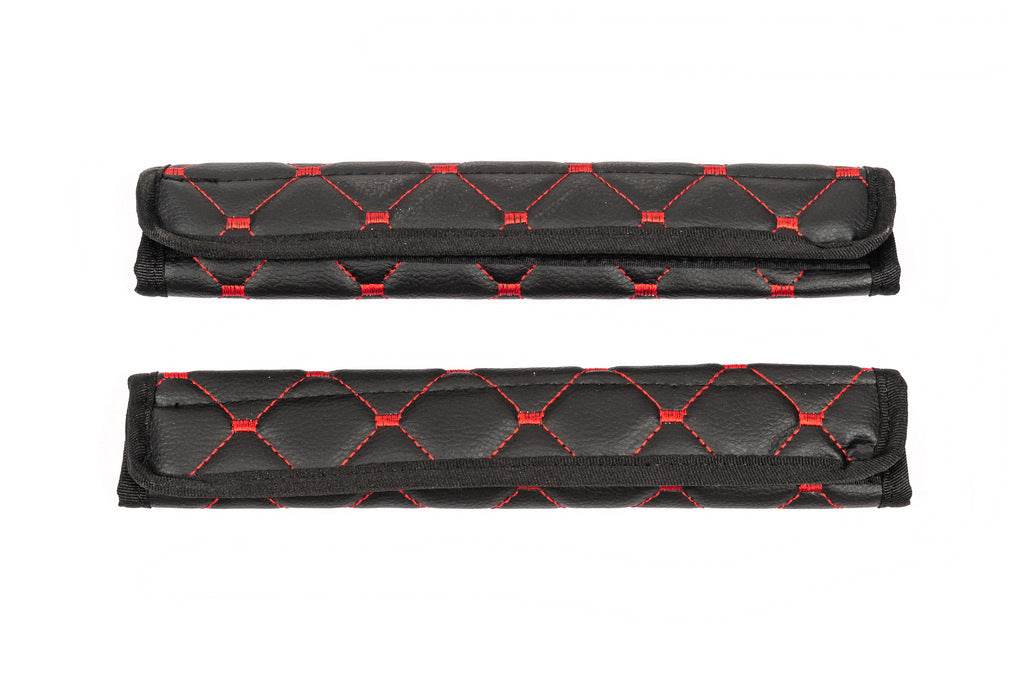 ECO seat belt cover (2 pcs, Black with red thread) - Reelken Auto