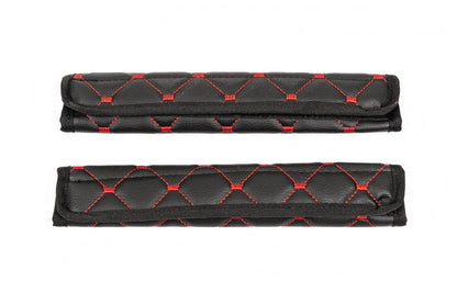 ECO seat belt cover (2 pcs, Black with red thread) - Reelken Auto