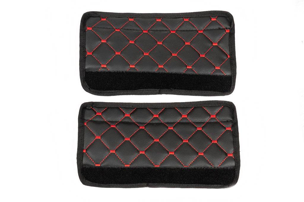 ECO seat belt cover (2 pcs, Black with red thread) - Reelken Auto