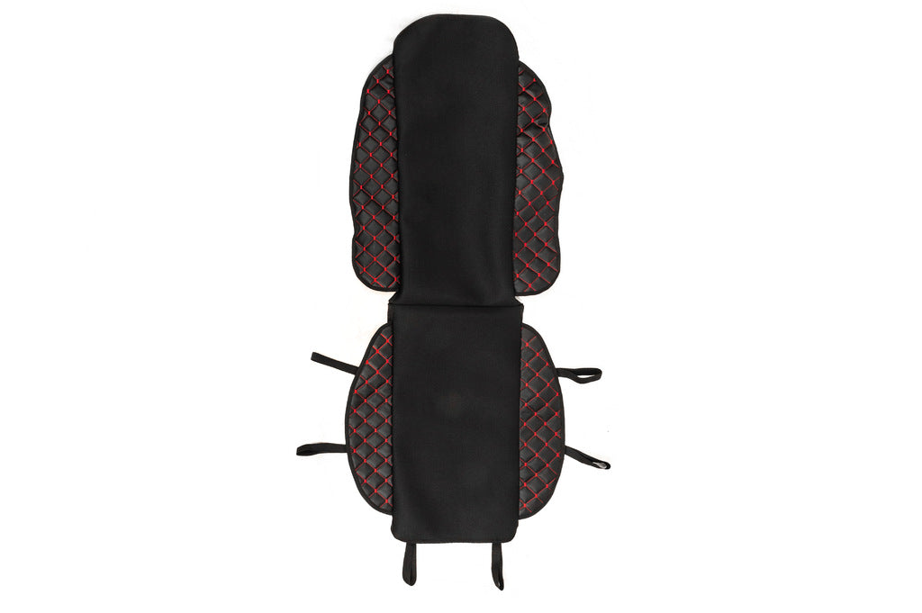 Car Seat Cover ECO and Fabric (1 pc, Black with Red Stitching + Fabric) - image 3