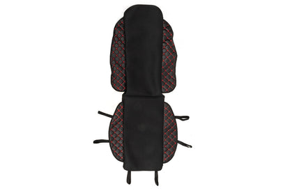 Car Seat Cover ECO and Fabric (1 pc, Black with Red Stitching + Fabric) - image 3