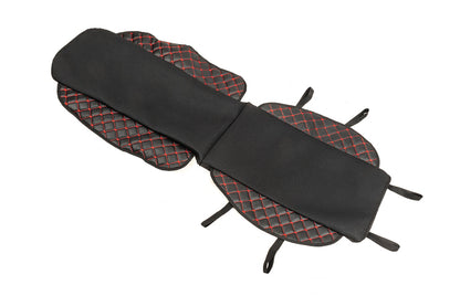 Car Seat Cover ECO and Fabric (1 pc, Black with Red Stitching + Fabric) - image 4