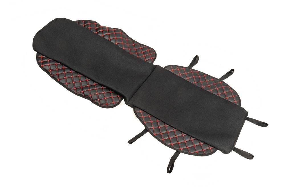 ECO seat cover and fabric (1 pc, Black with red thread + fabric) - Reelken Auto