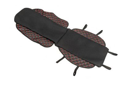 ECO seat cover and fabric (1 pc, Black with red thread + fabric) - Reelken Auto