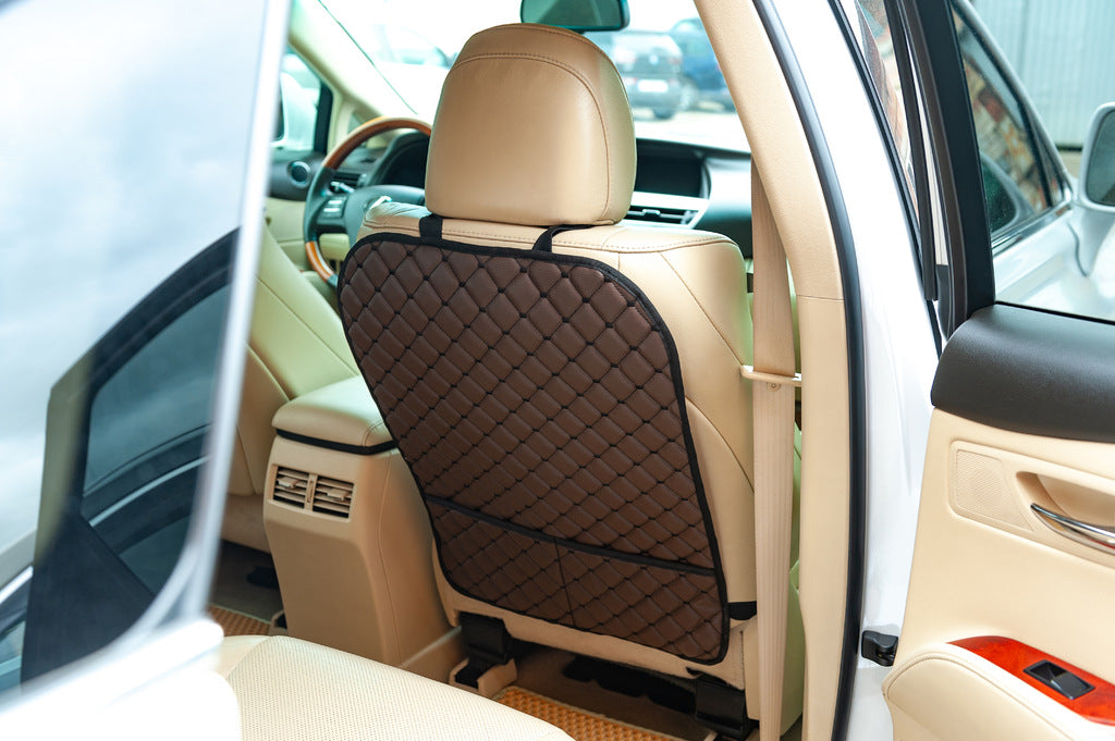 Car Seat Back Organizer ECO (1 pc, Brown with Black Stitching) - image 1