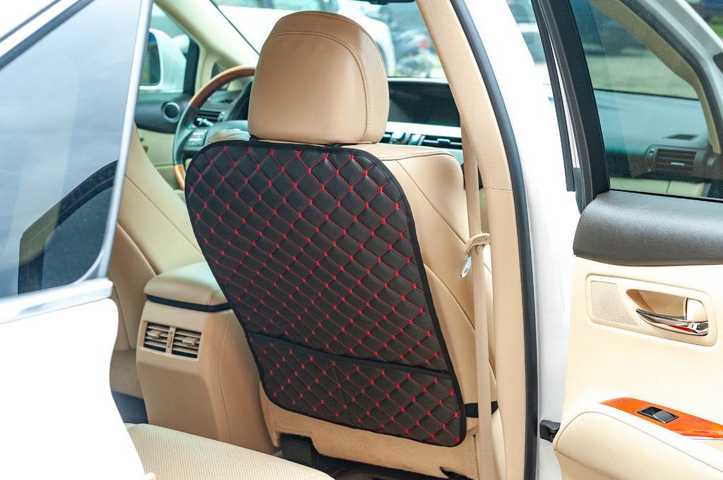 ECO seat back organizer (1 pc, Black with red thread) - Reelken Auto