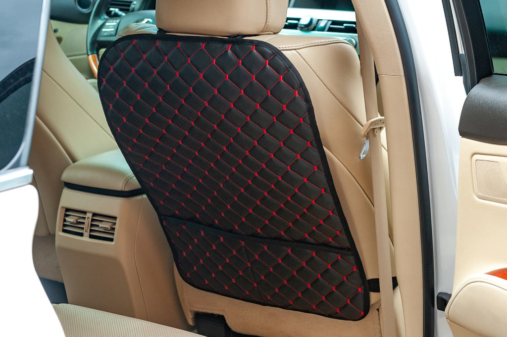 Car Seat Back Organizer ECO (1 pc, Black with Red Stitching) - image 1