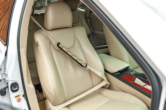 ECO seat belt cover (2 pcs, Beige with black thread) - Reelken Auto