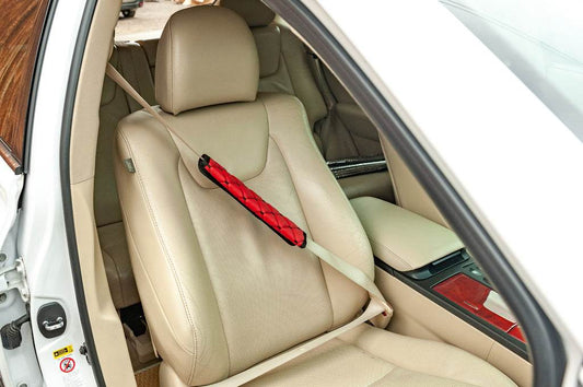 ECO seat belt cover (2 pcs, Red with black thread) - Reelken Auto