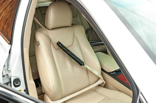 ECO seat belt cover (2 pcs, Black with gray thread) - Reelken Auto