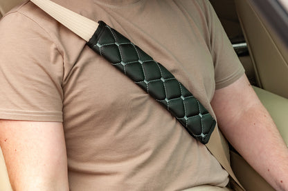 Seat Belt Pads ECO (2 pcs, Black with Grey Stitching) - image 1