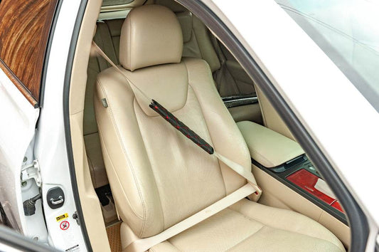 ECO seat belt cover (2 pcs, Black with red thread) - Reelken Auto