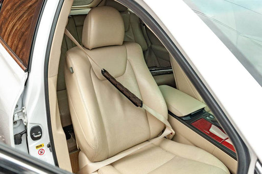 ECO seat belt cover (2 pcs, Brown with black thread) - Reelken Auto