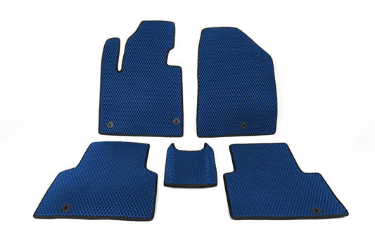 Carpets for 5 places (EVA, Blue) for Hyundai Santa Fe 3 2012-2018 - Reelken Auto