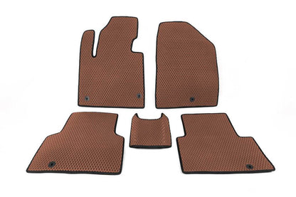 Carpets for 5 places (EVA, Brown) for Hyundai Santa Fe 3 2012-2018 - Reelken Auto