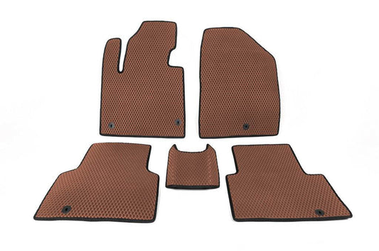 Carpets for 5 places (EVA, Brown) for Hyundai Santa Fe 3 2012-2018 - Reelken Auto