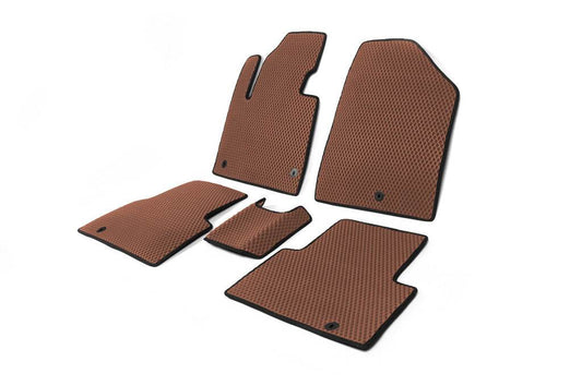 Carpets for 5 places (EVA, Brown) for Hyundai Santa Fe 3 2012-2018 - Reelken Auto