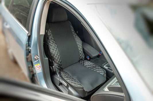 Car Seat Cover ECO and Fabric (1 pc, Black with Grey Stitching + Fabric) - image 1
