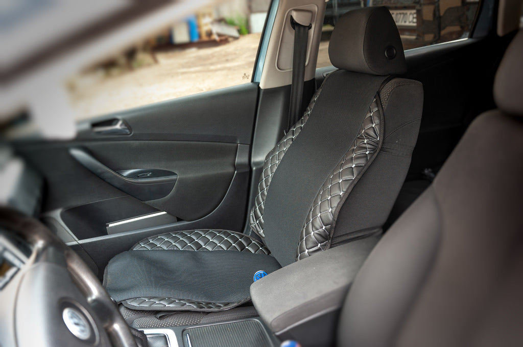 Car Seat Cover ECO and Fabric (1 pc, Black with Grey Stitching + Fabric) - image 2