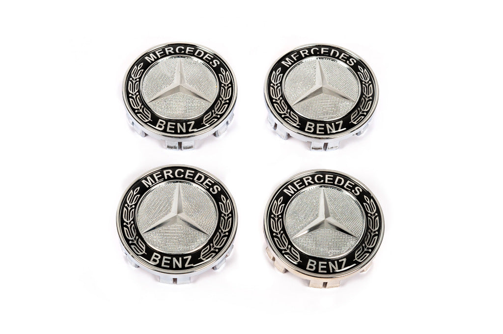 Wheel center caps 71/75 mm without ring (4 pcs, black V2) for Mercedes - image 2