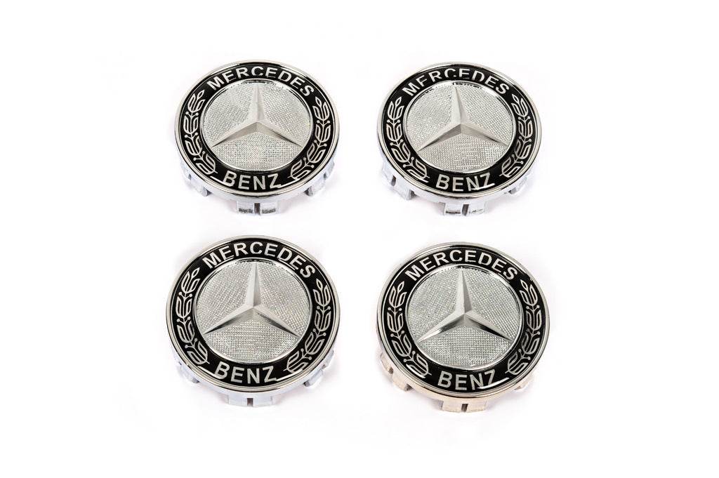 Wheel caps 71/75 mm without ring (4 pcs, black V2) for Mercedes - Reelken Auto