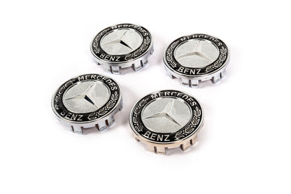 Wheel center caps 71/75 mm without ring (4 pcs, black V2) for Mercedes - image 1