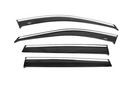 Window deflectors with chrome trim (4 pcs, HIC) for Nissan X-trail T32/Rogue 2014-2021 - image 4