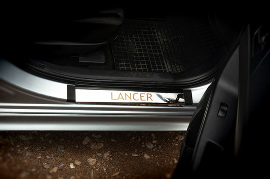 Door Sill Protectors Carmos Stainless Steel 4 pcs for Mitsubishi Lancer X 2008- - image 1