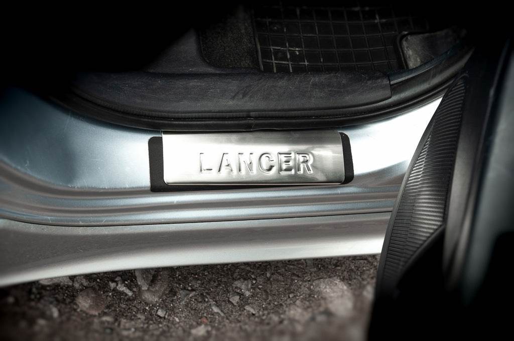 Sill (OMSA, 4 pieces, stainless steel) for Mitsubishi Lancer X 2008↗ - Reelken Auto
