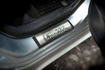 Door Sill Protectors Stainless Steel Omsa 4 pcs for Mitsubishi Lancer X 2008- - image 4