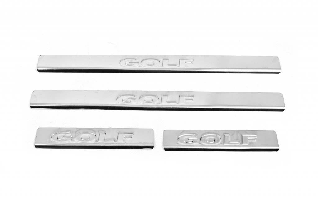 Carmos V2 sill plates (4 pcs., stainless steel) for Volkswagen Golf 5 - Reelken Auto
