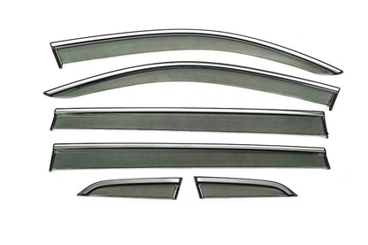 Window Deflectors with Chrome Trim Niken Luxury (Long, 6 pcs) for Volkswagen Tiguan 2016-2023 - image 1
