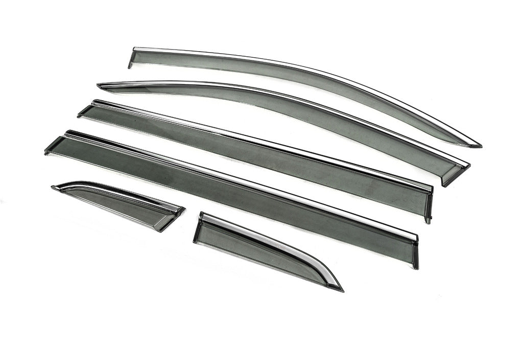 Window Deflectors with Chrome Trim Niken Luxury (Long, 6 pcs) for Volkswagen Tiguan 2016-2023 - image 2