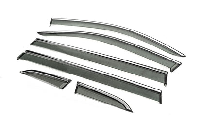 Window Deflectors with Chrome Trim Niken Luxury (Long, 6 pcs) for Volkswagen Tiguan 2016-2023 - image 2