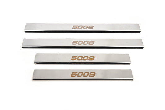 Carmos Door Sill Protectors (4 pcs, Stainless Steel) for Peugeot 5008 2016-2023 - image 1