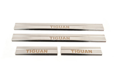 Carmos Door Sill Protectors (4 pcs, Stainless Steel) for Volkswagen Tiguan 2007-2016 - image 1