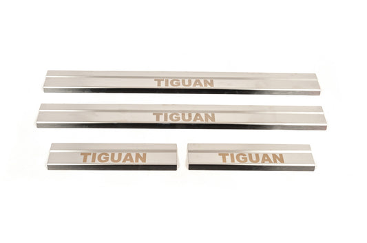 Carmos Door Sill Protectors (4 pcs, Stainless Steel) for Volkswagen Tiguan 2007-2016 - image 1