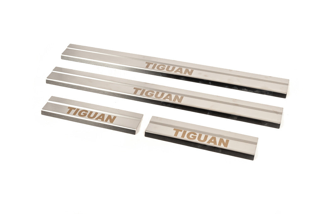 Carmos Door Sill Protectors (4 pcs, Stainless Steel) for Volkswagen Tiguan 2007-2016 - image 2