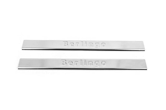 Carmos V2 threshold pads (2 pcs, stainless steel) for Citroen Berlingo 1996-2008 - Reelken Auto