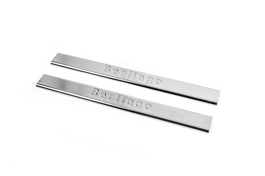 Carmos V2 threshold pads (2 pcs, stainless steel) for Citroen Berlingo 1996-2008 - Reelken Auto