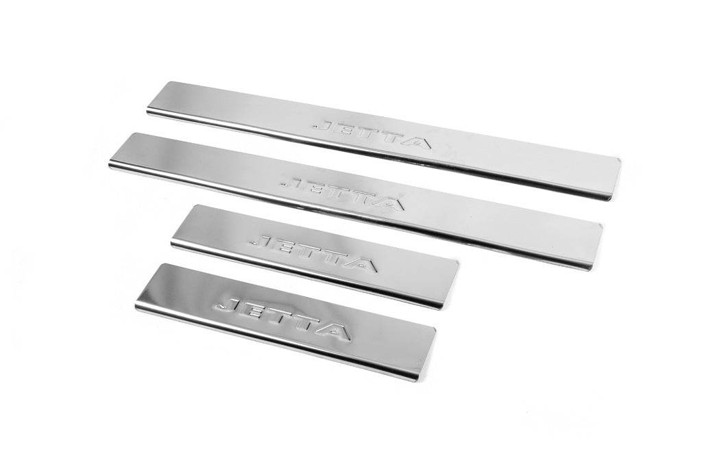 Carmos V2 sill plates (4 pcs., stainless steel) for Volkswagen Jetta 2011-2018 - Reelken Auto