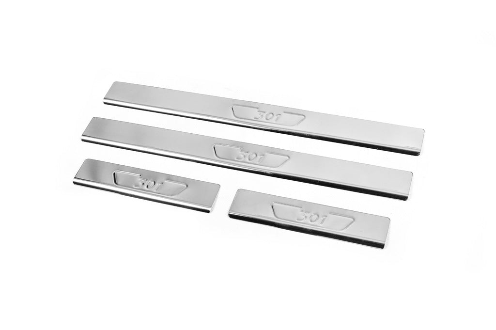 Carmos V2 Stainless Steel Door Sill Protectors (4 pcs) for Peugeot 301 2012- - image 1