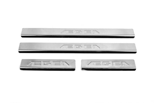 Door sill plates Carmos V2 Aegea (4 pcs., stainless steel) for Fiat Tipo 2016↗ year - Reelken Auto
