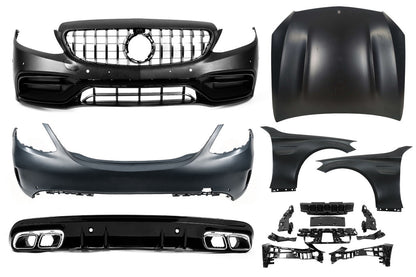 Body kit with hood and wings (C63 AMG) for Mercedes C-class W205 2014-2021 - image 1