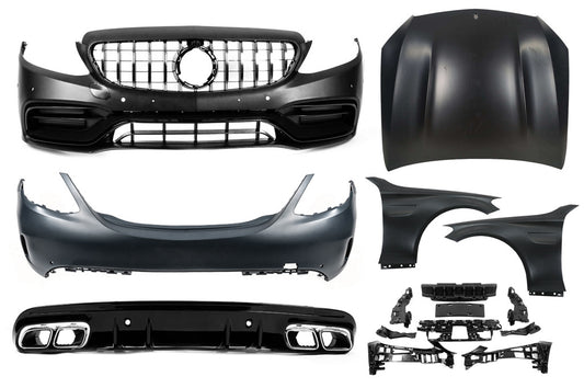 Body kit with hood and wings (C63 AMG) for Mercedes C-class W205 2014-2021 - image 1