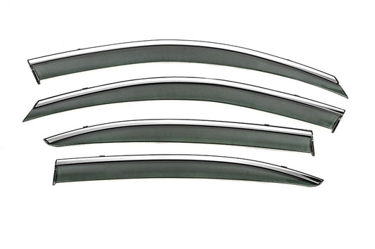 Window Deflectors with Chrome Trim Niken Luxury (SD, 4 pcs) for Skoda Octavia II A5 2010-2013 - image 1