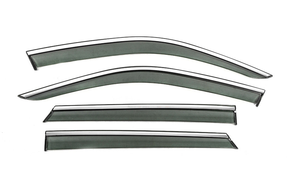 Window Deflectors with Chrome Trim Niken Luxury (HB, 4 pcs) for Skoda Fabia 2014-2021 - image 1